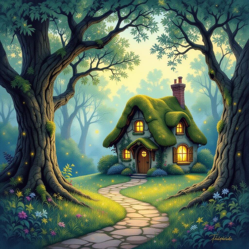 Enchanting Twilight Cottage in Mossy Grove