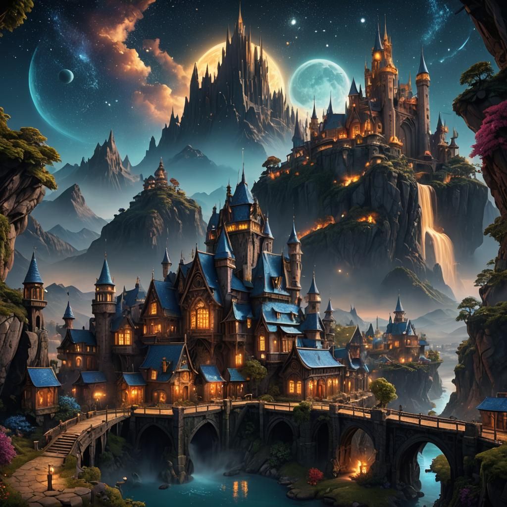 Fantastical Deep Color Painting of Midnight Stars