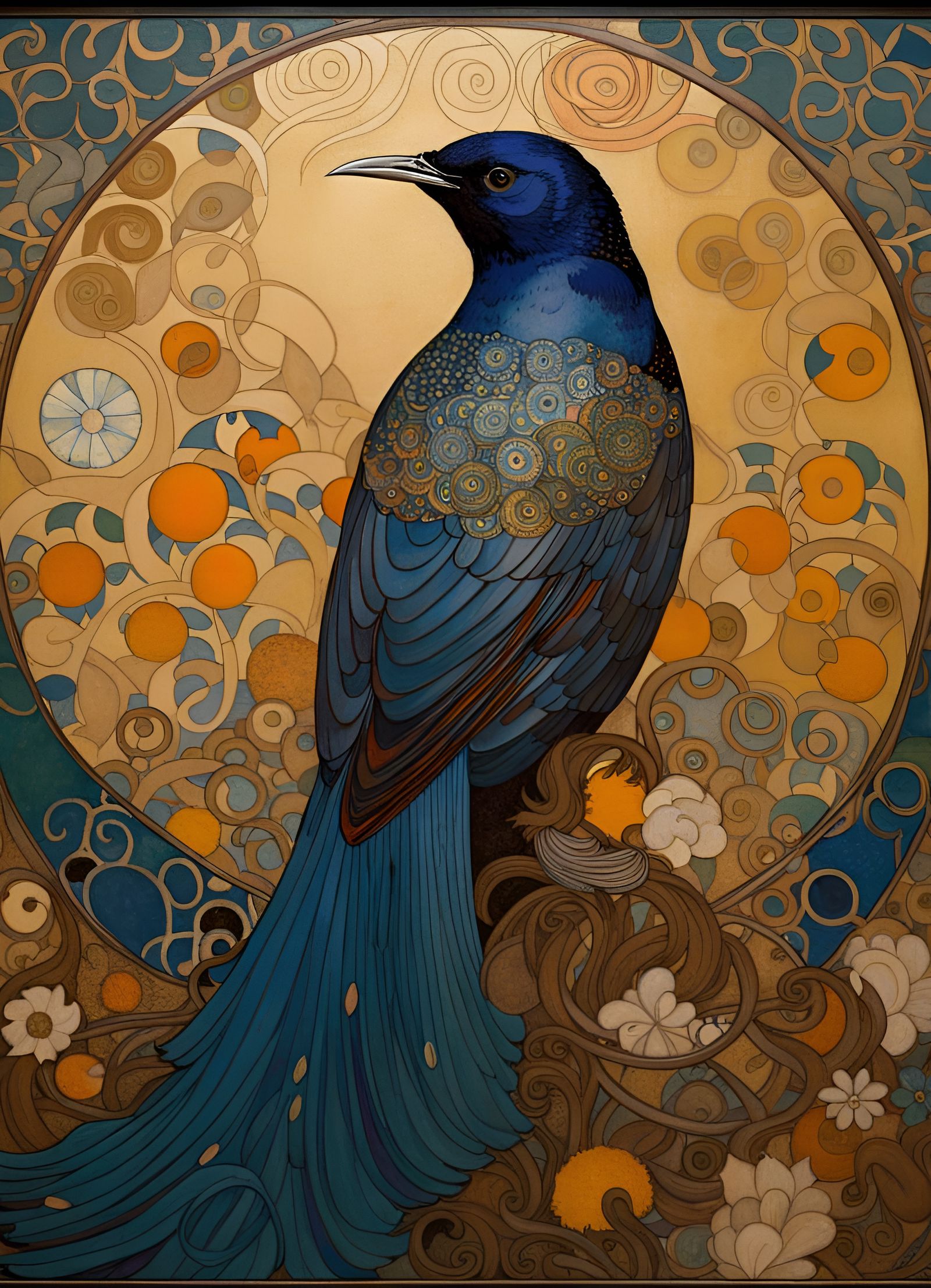 Art Nouveau Starling in Flight