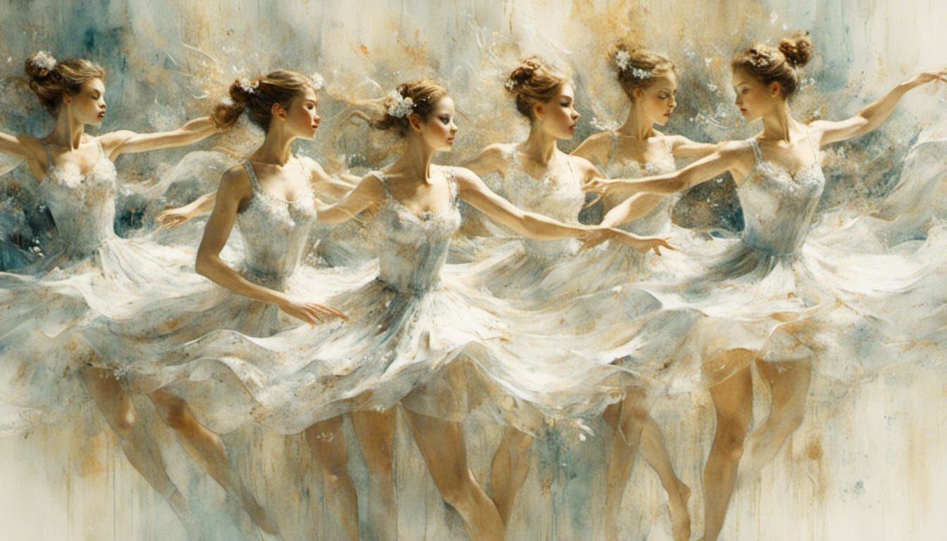 Ballerinas in Ethereal Impressionist Ballet Dance