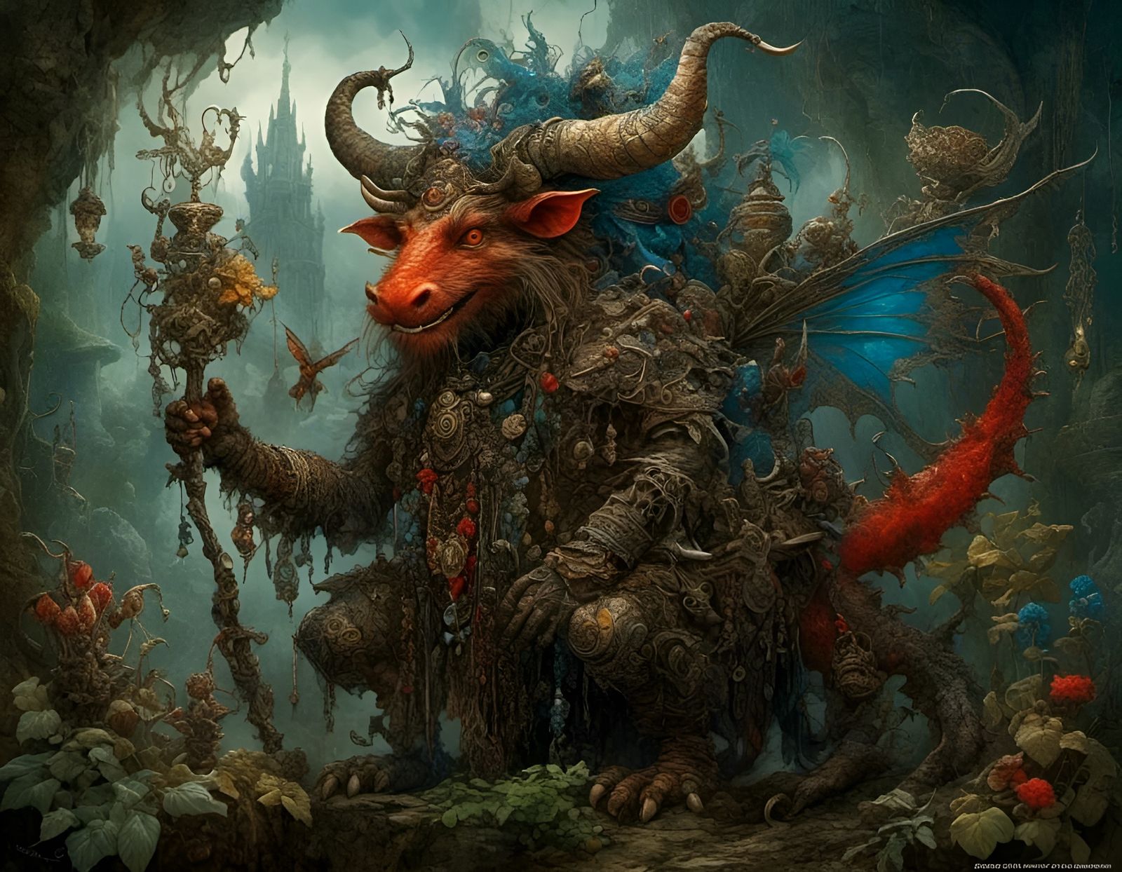 Psychedelic Shaman Fantasy Artwork in Burton Style