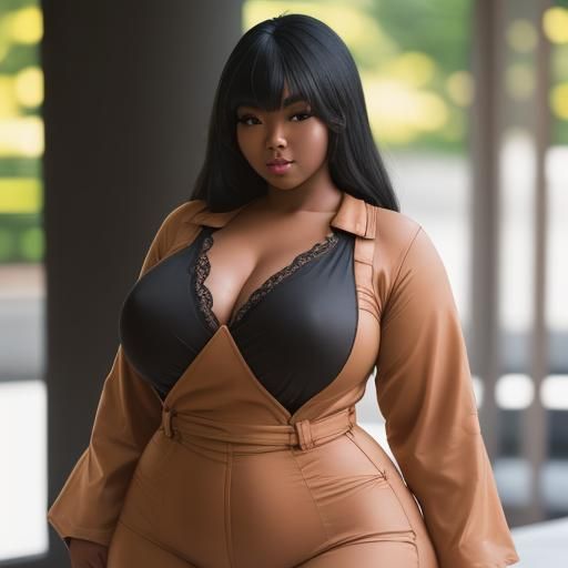 Ebony Japanese Woman in Jumpsuit: Professional Photo