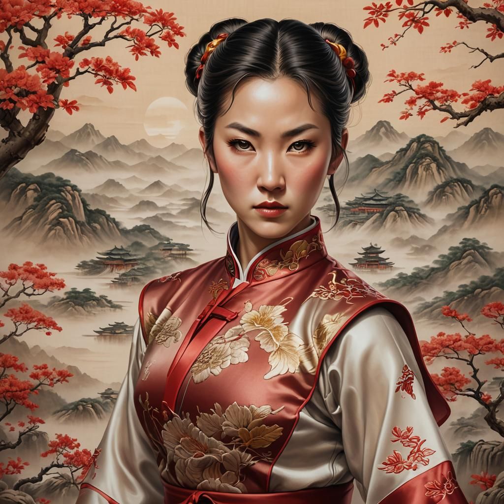 Chun-Li Portrait in Traditional Chinese Style
