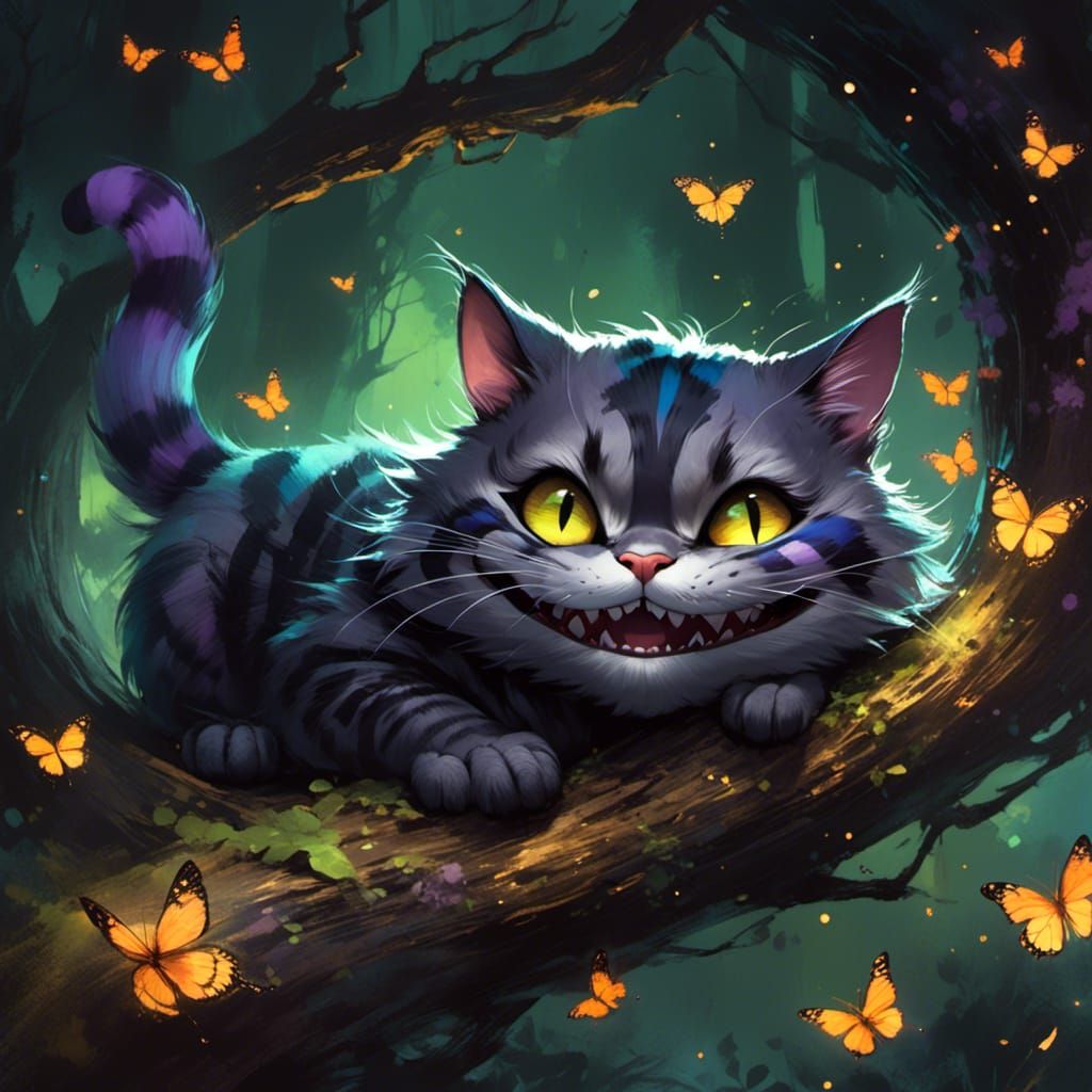 Vibrant Cheshire Cat in Anime Style