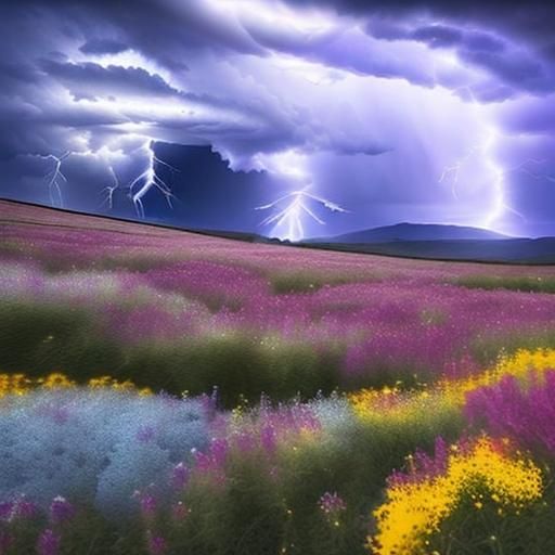 Cosmic Lightning Storm Over Alien Landscape