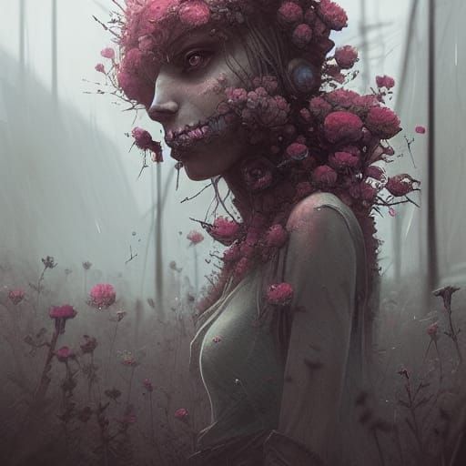 Grunge Flower in Ominous Digital Concept Art