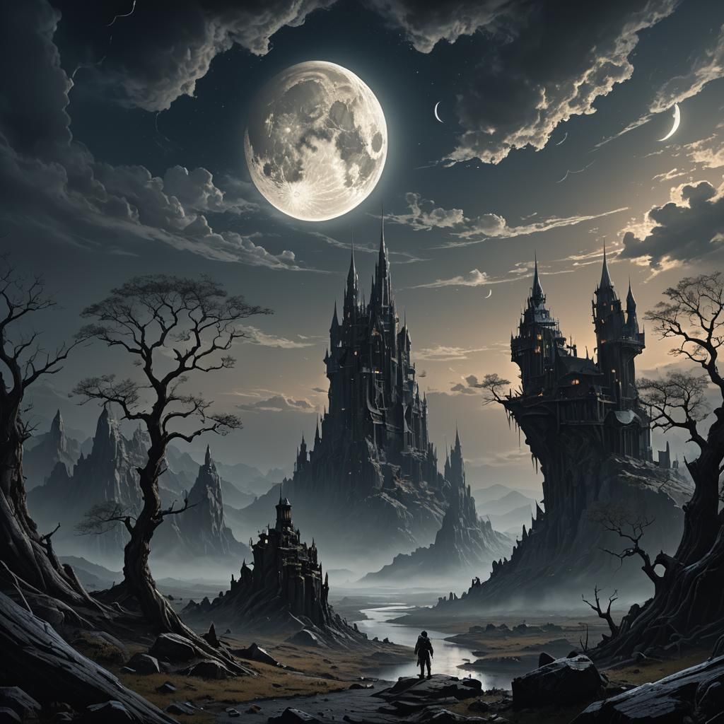Dark Fantasy Moon Art in 8K Resolution
