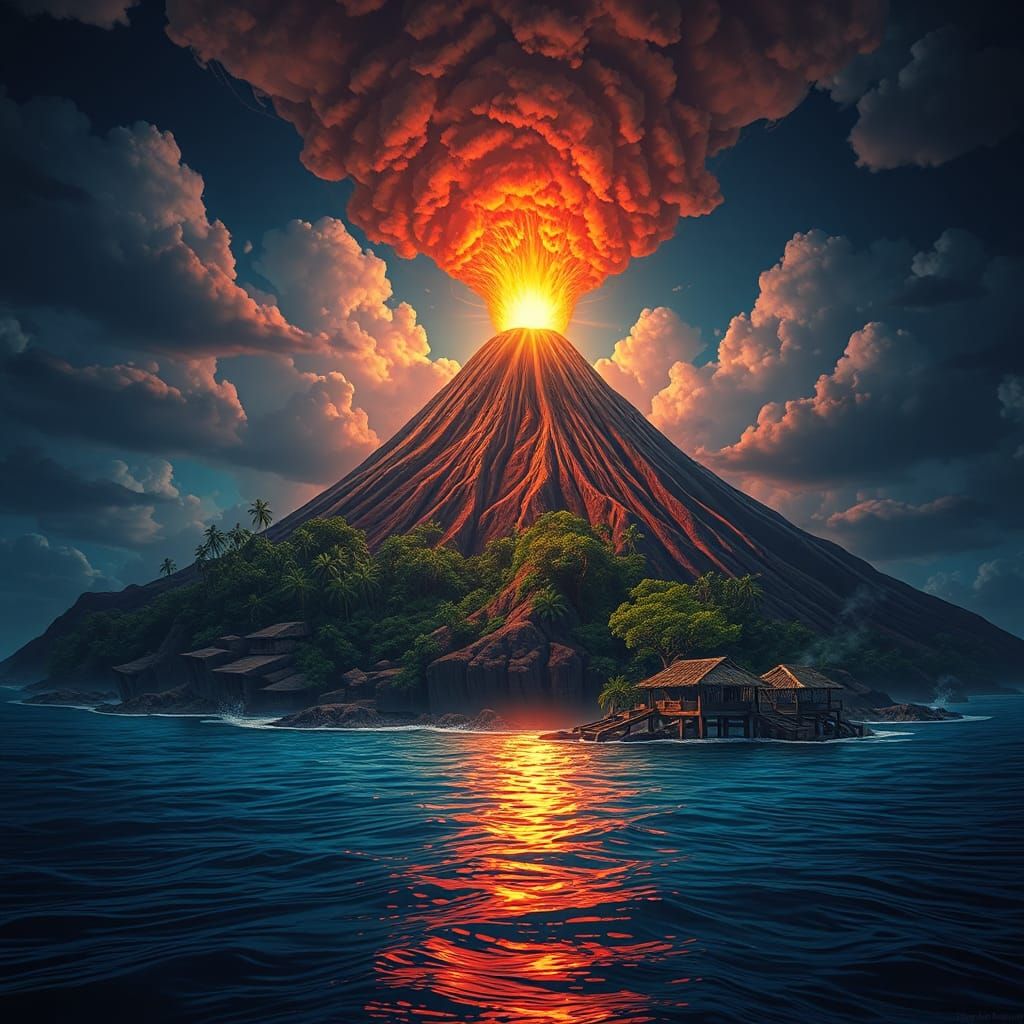 Tropical Island Volcano: Digital Matte Painting
