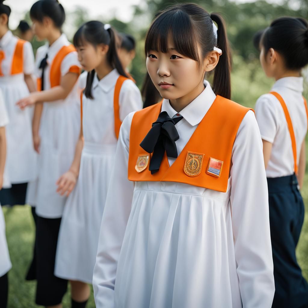 Chinese Girl in Malaysian School Uniform