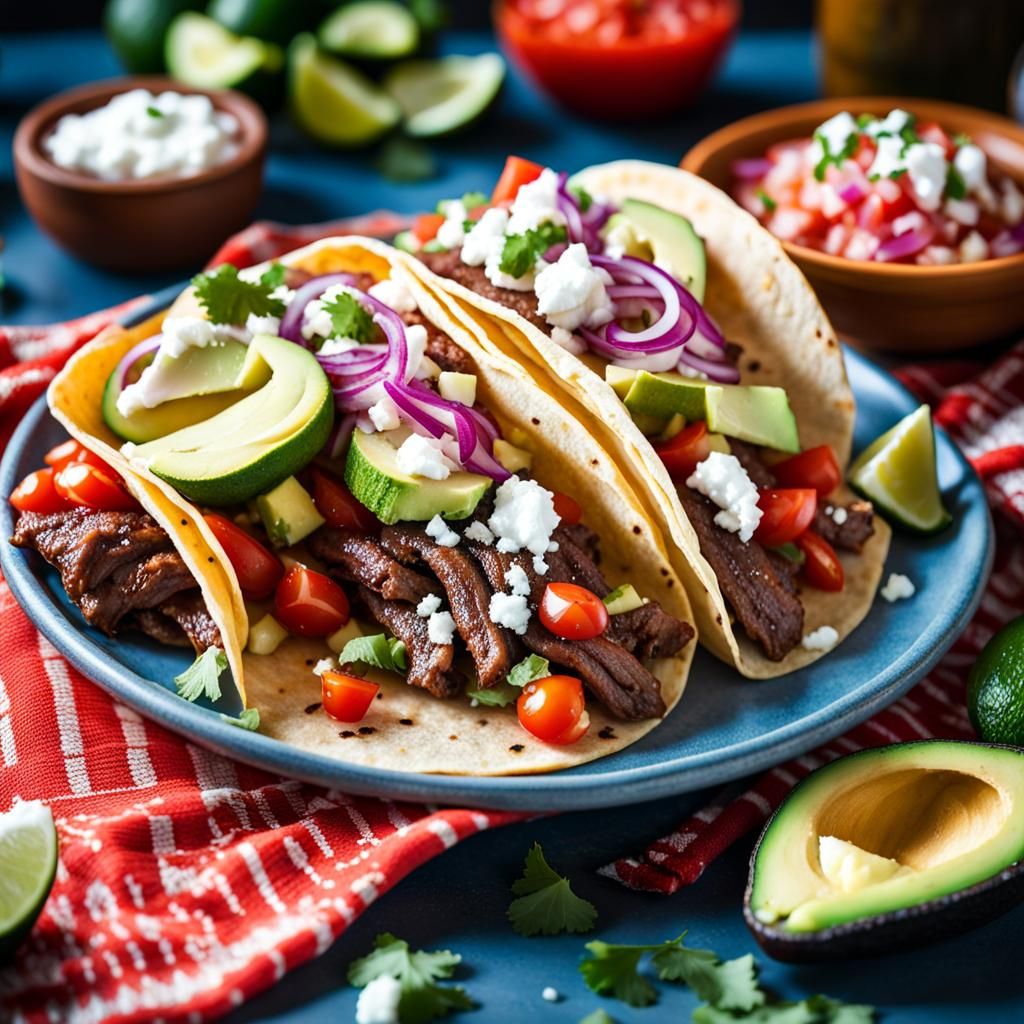 Delicious Carne Asada Tacos with Fixings