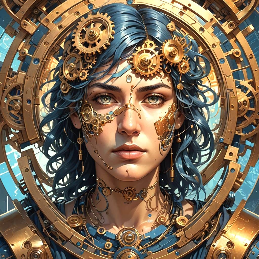 Antikythera Mechanism Portrait in Hyperdetailed Style