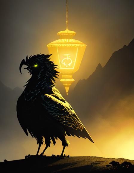 Gryphon Lamp with Chiaroscuro Lighting