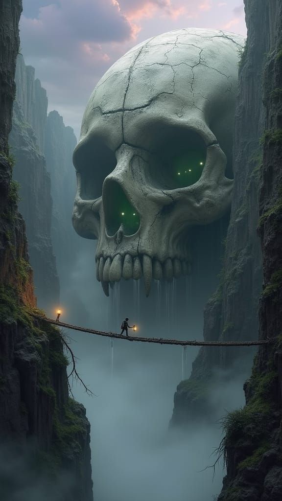 Titanic Skull Entombed in Jagged Cliffs