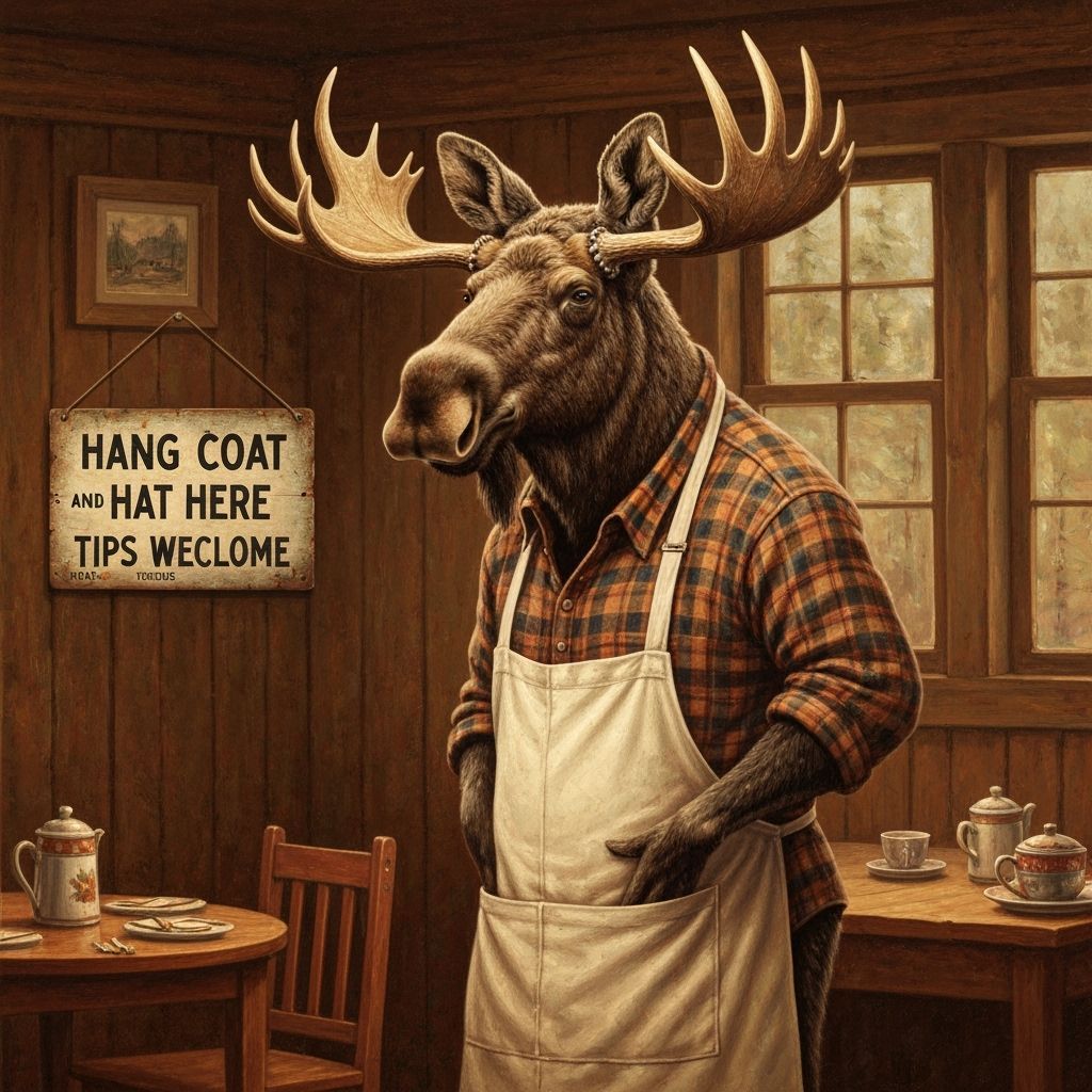 Moose's Antler Coat Rack Service in Rustic Restaurant
