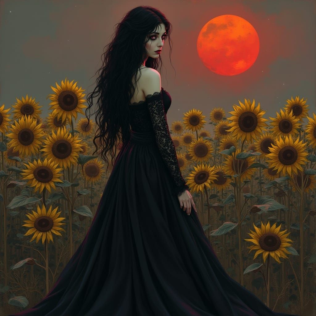 Gothic Dryad Queen Under Blood Moon