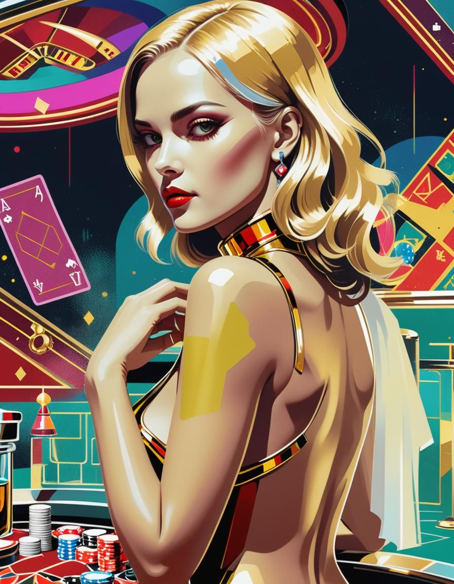 Chrome Android Plays Poker in Pop Art Style