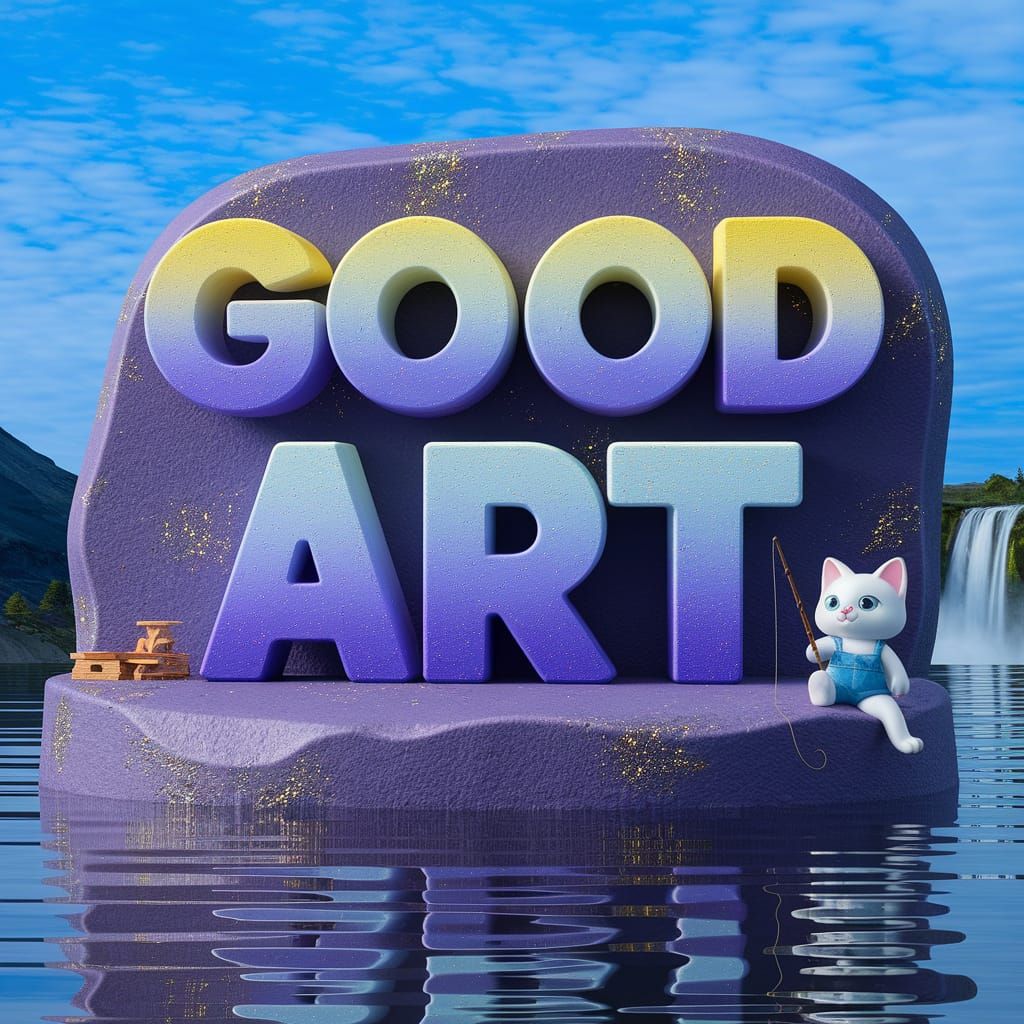 A stunning digital art piece featuring the text 'Good Art" c...
