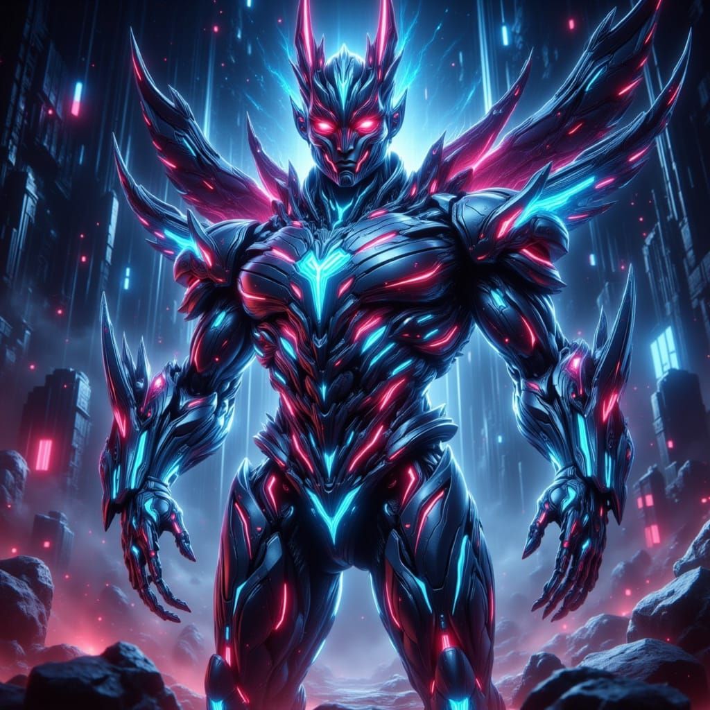 Sleek Cosmic Robot in Retro-Futuristic Armor