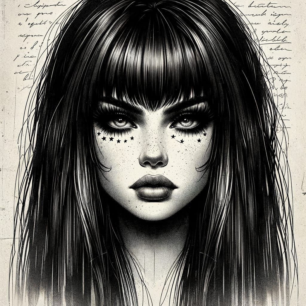 Grungy Portrait of a Rebellious Leader with Star Tattoos