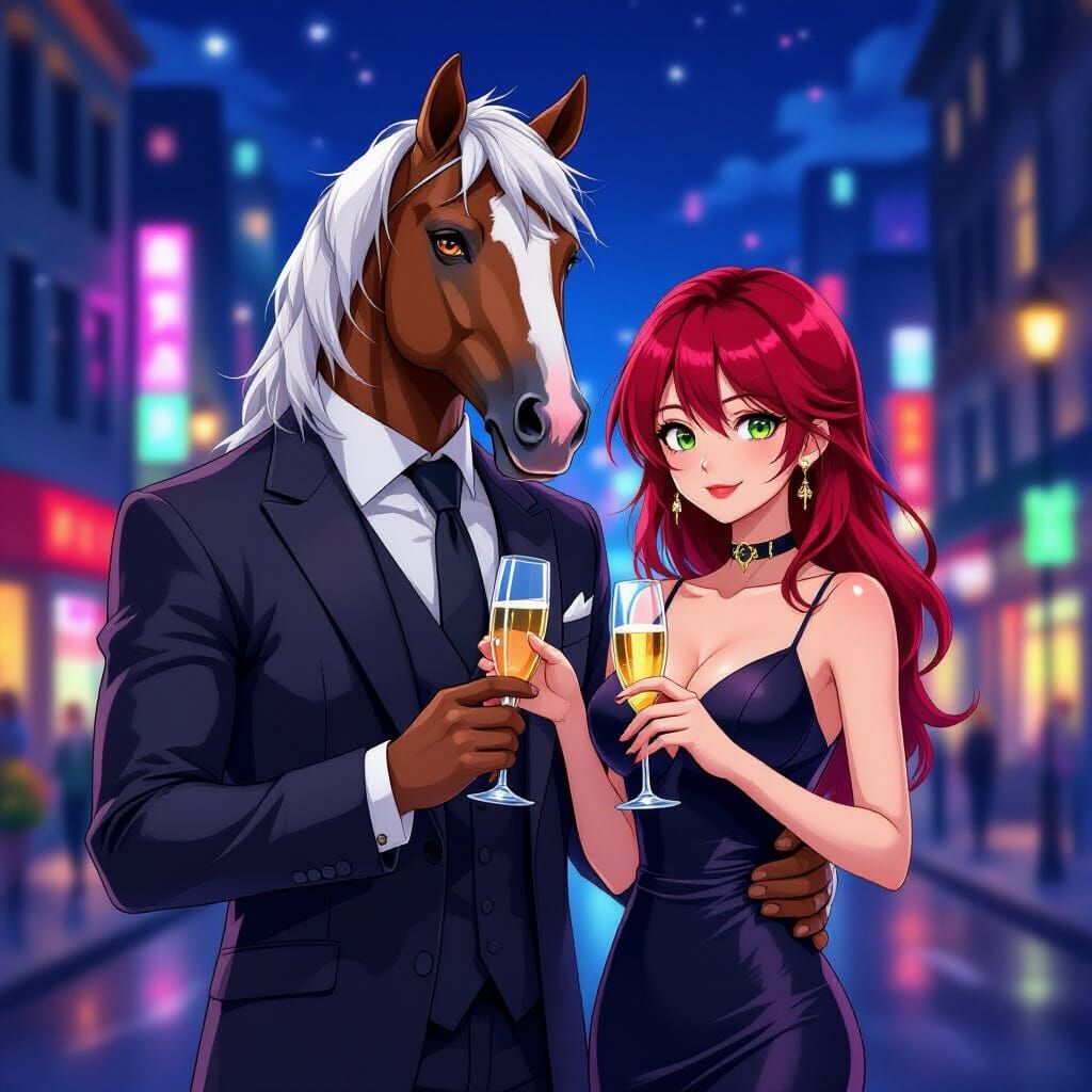 Anime Centaur in Cityscape, a Digital Art Piece