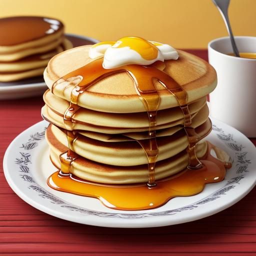 Hot Dog on Pancakes: Vibrant Food Illustration