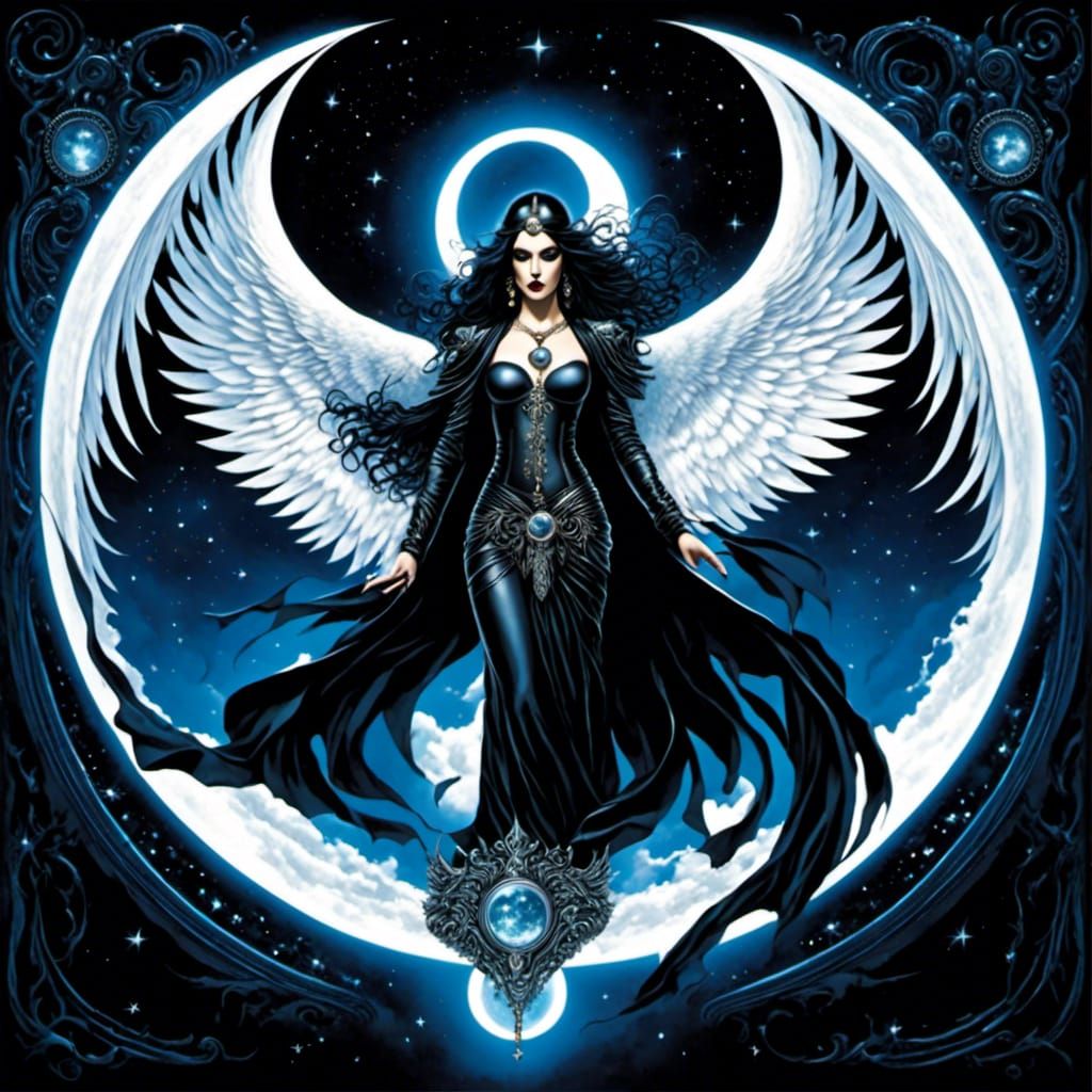 Gothic Angel of the Moon in Ethereal Style