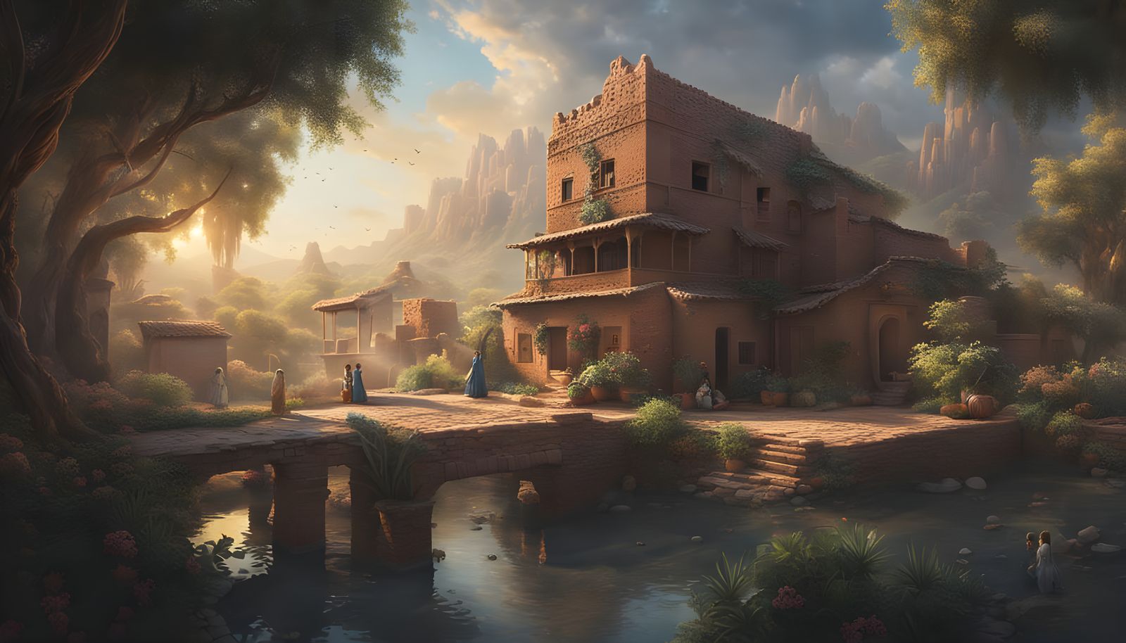 Epic Mesopotamian Clay Palace in Ancient Hyper-Realism Style