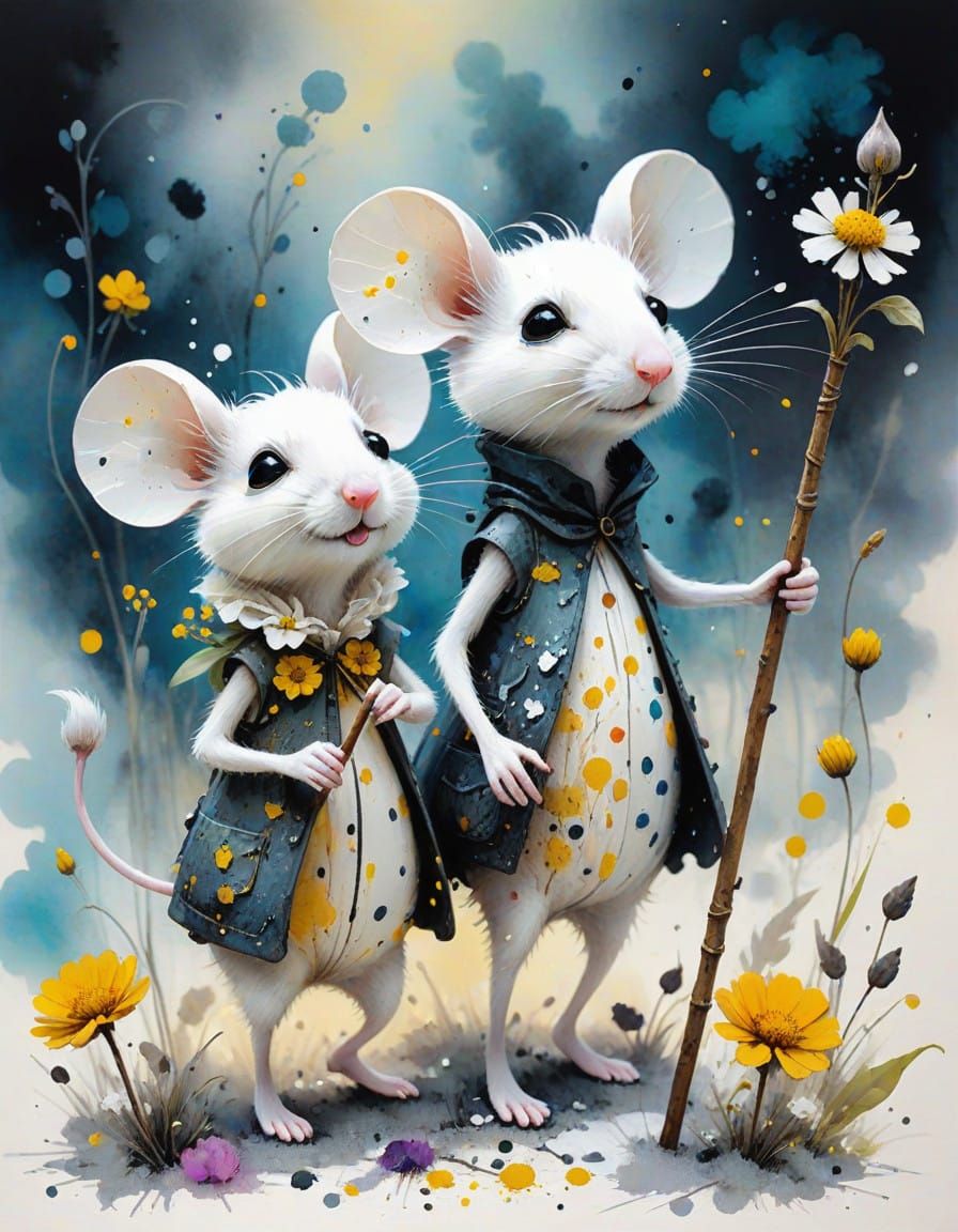 Ethereal Snowwhite Mice Embark on Whimsical Adventure