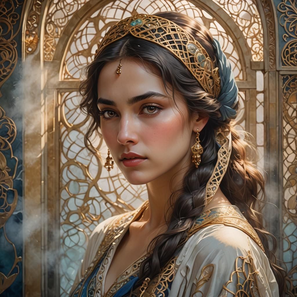 Odalisque Portrait in Art Nouveau Style