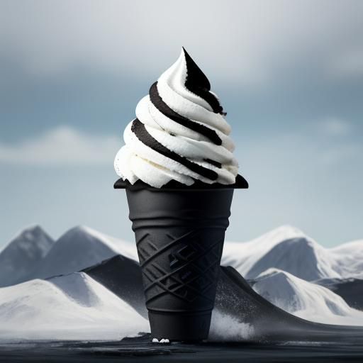 Black Ice Cream in White Cone: Matte Painting