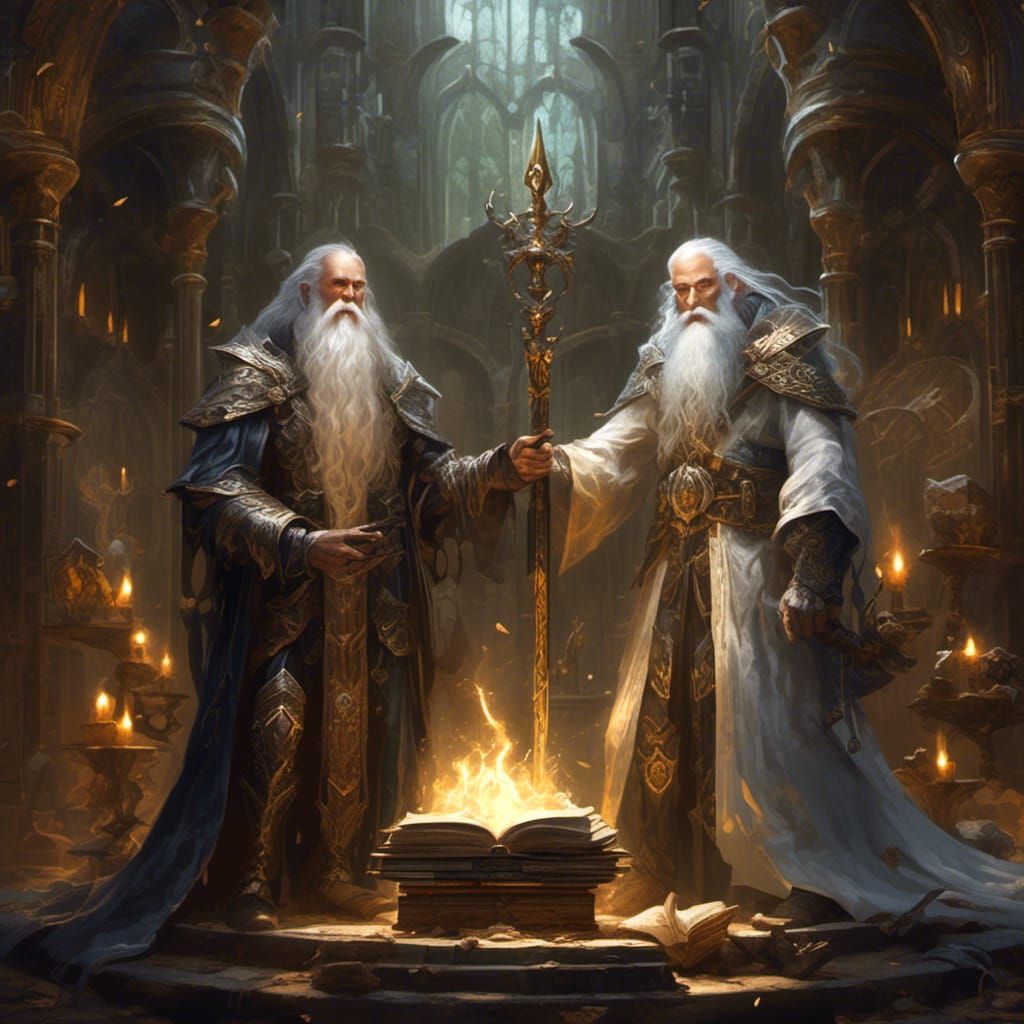 High Elves in Gothic Chamber, Art Nouveau Style
