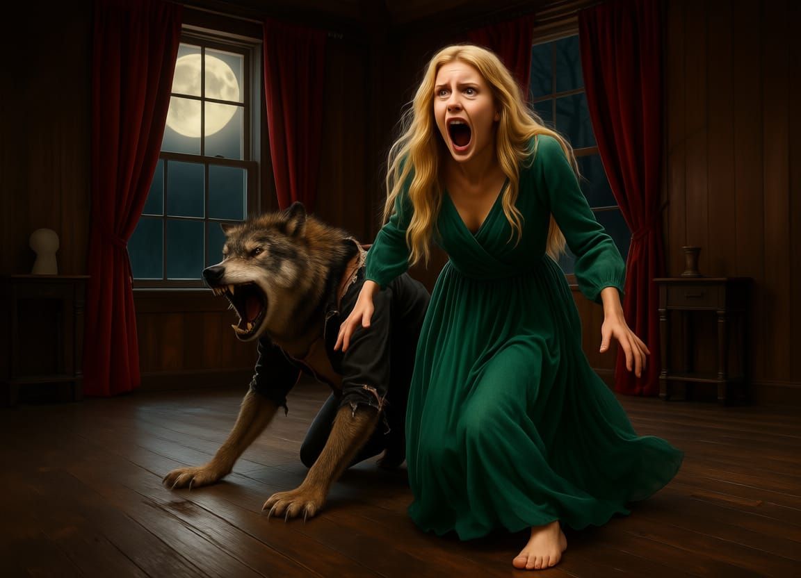 Man Transforms into a Howling Werewolf in Pain