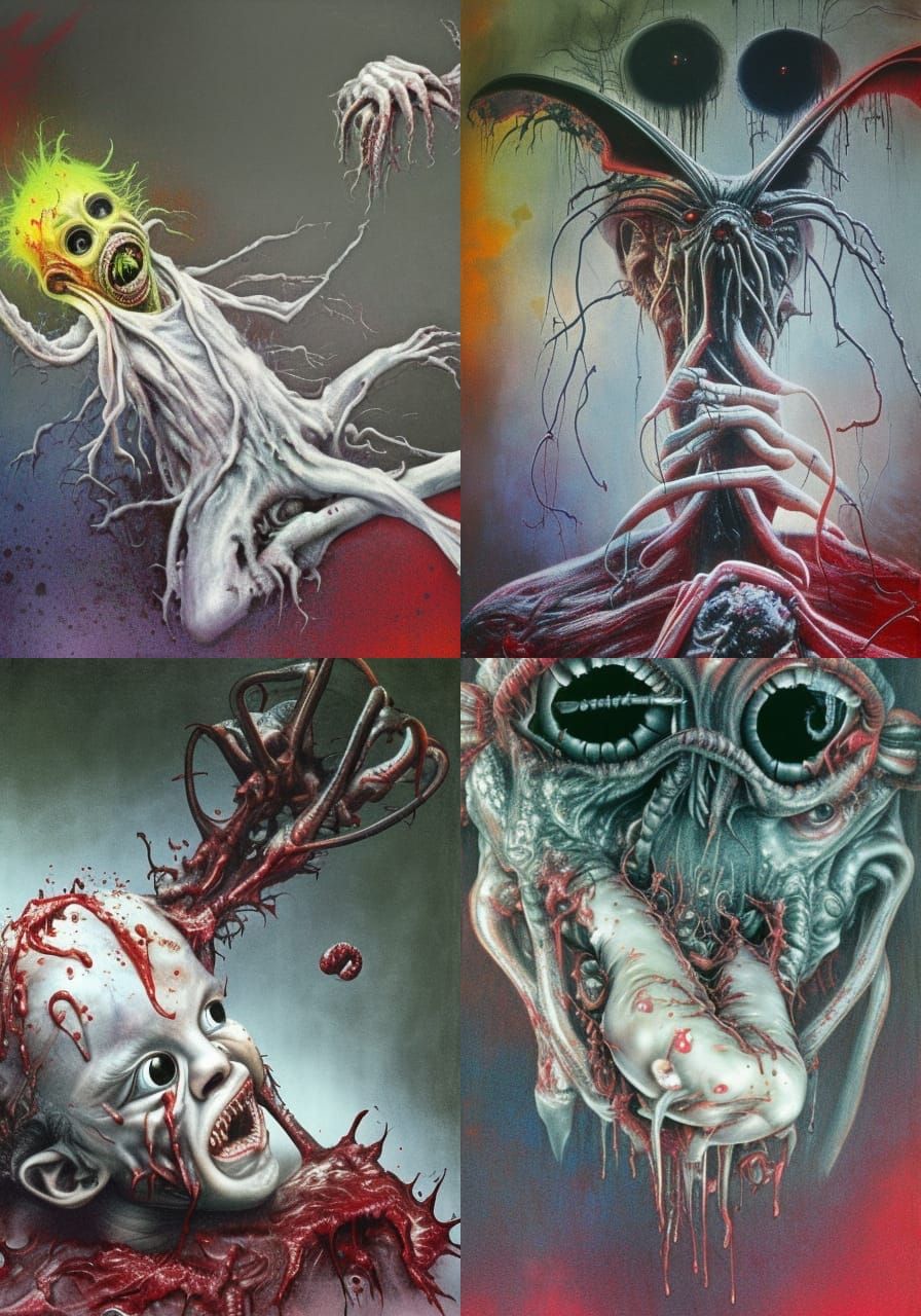 Eldritch Bat Creature in Horror Art Style