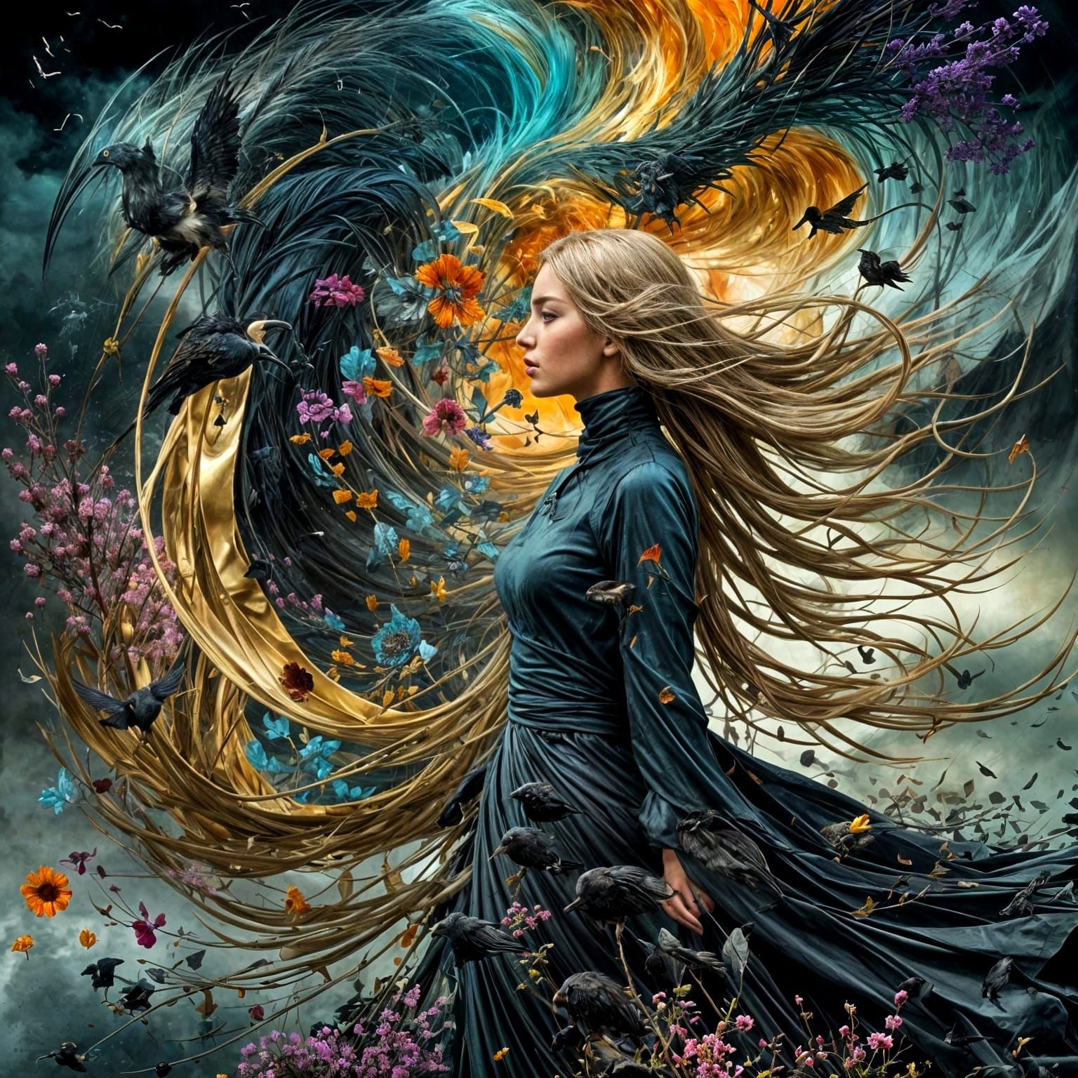 Wind Spirit in Storm, Pop Surrealism Style