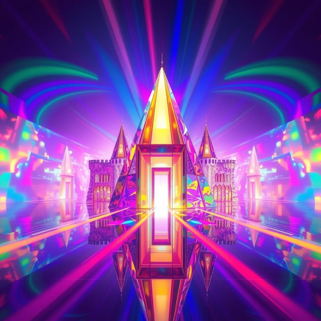 Prism Palace Surrounded by Light Reflections