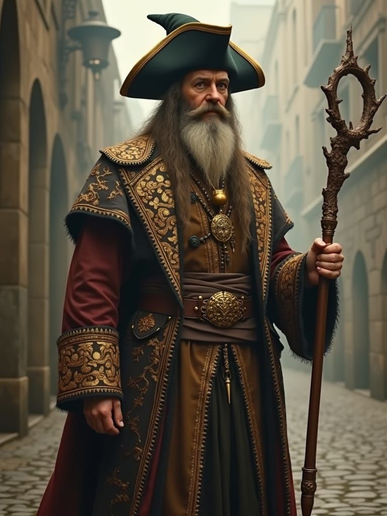 Edward England as a Powerful Wizard in Baroque Fantasy