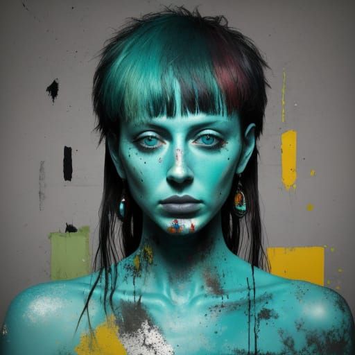 Distressed Tactile Abstraction: Colorful Minimalist Human