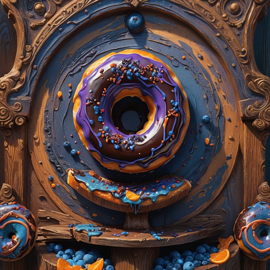 Blueberry Donut on Ancient Pedestal: Fantasy Concept Art