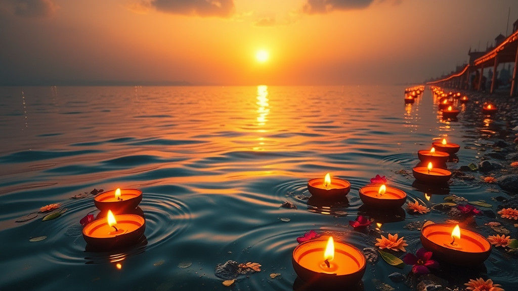 Mystical River Confluence with Golden Light