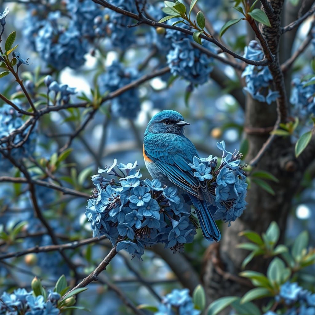 Blue Bird in a Tree: Digital Matte Painting