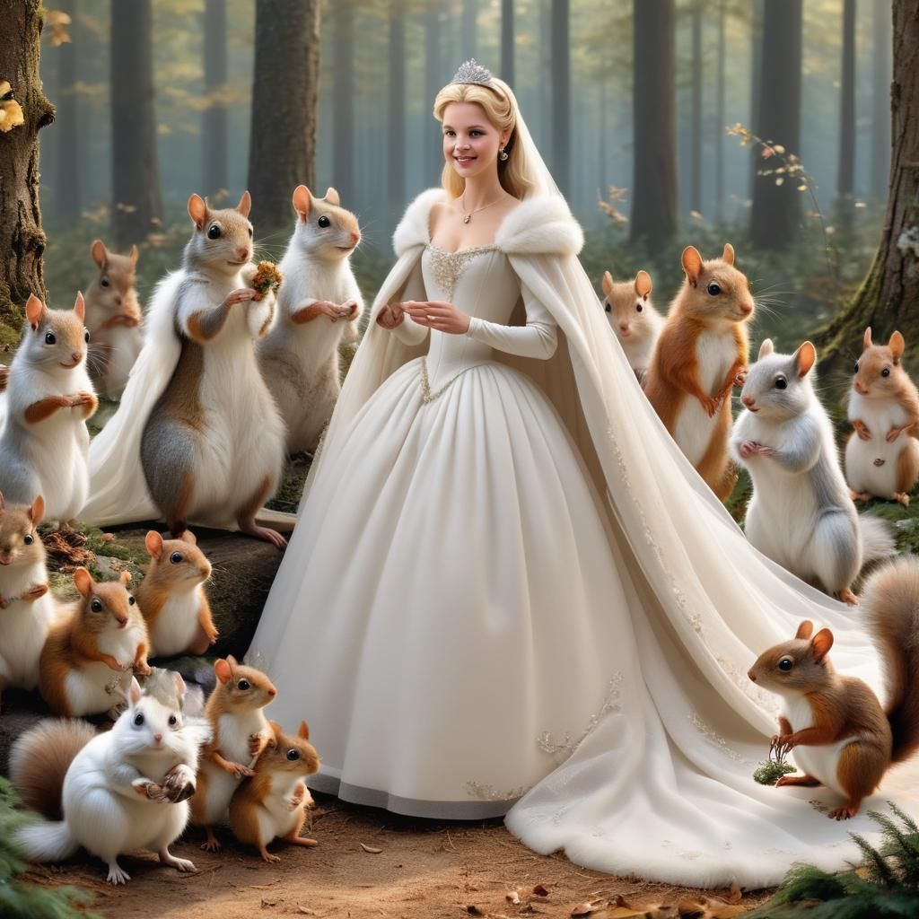 Cinderella's Forest Wedding in White Tulle