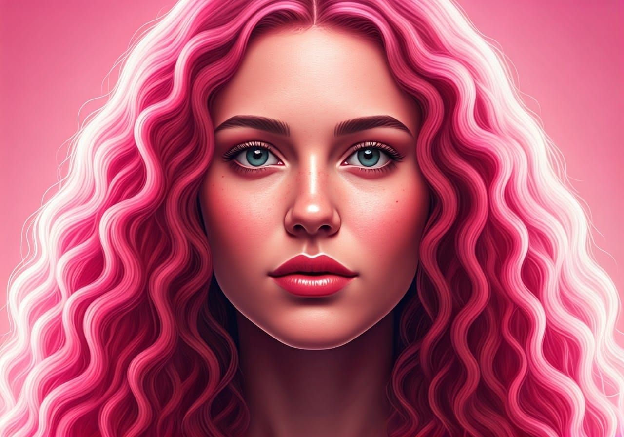 Hyperrealistic Pink Portrait in Futuristic Style