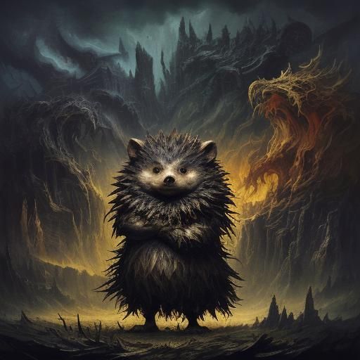 Angry Hedgehog in Expressionist Oil Painting Style