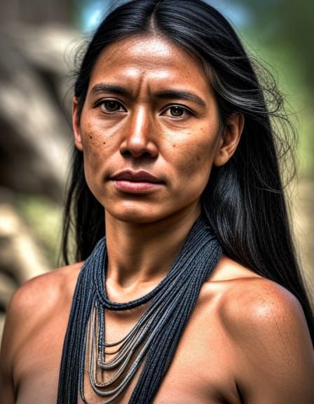Mayan Woman Portrait in Hyperrealistic Style