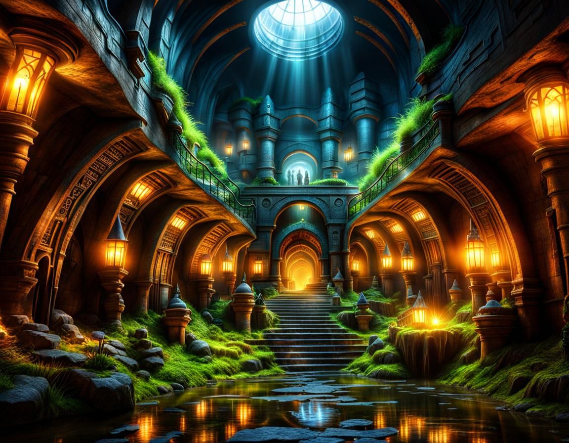 Epic Underground Dwarf City in Sunlight