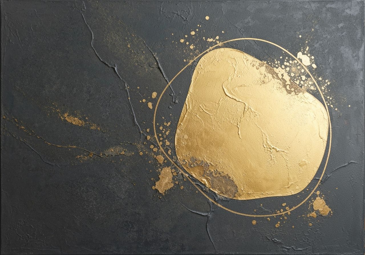 Textured Gold Organic Shape in Contemporary Abstract Art
