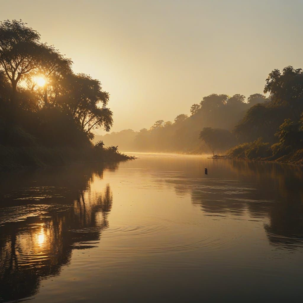 Scenic Rivers Meet in Golden Light