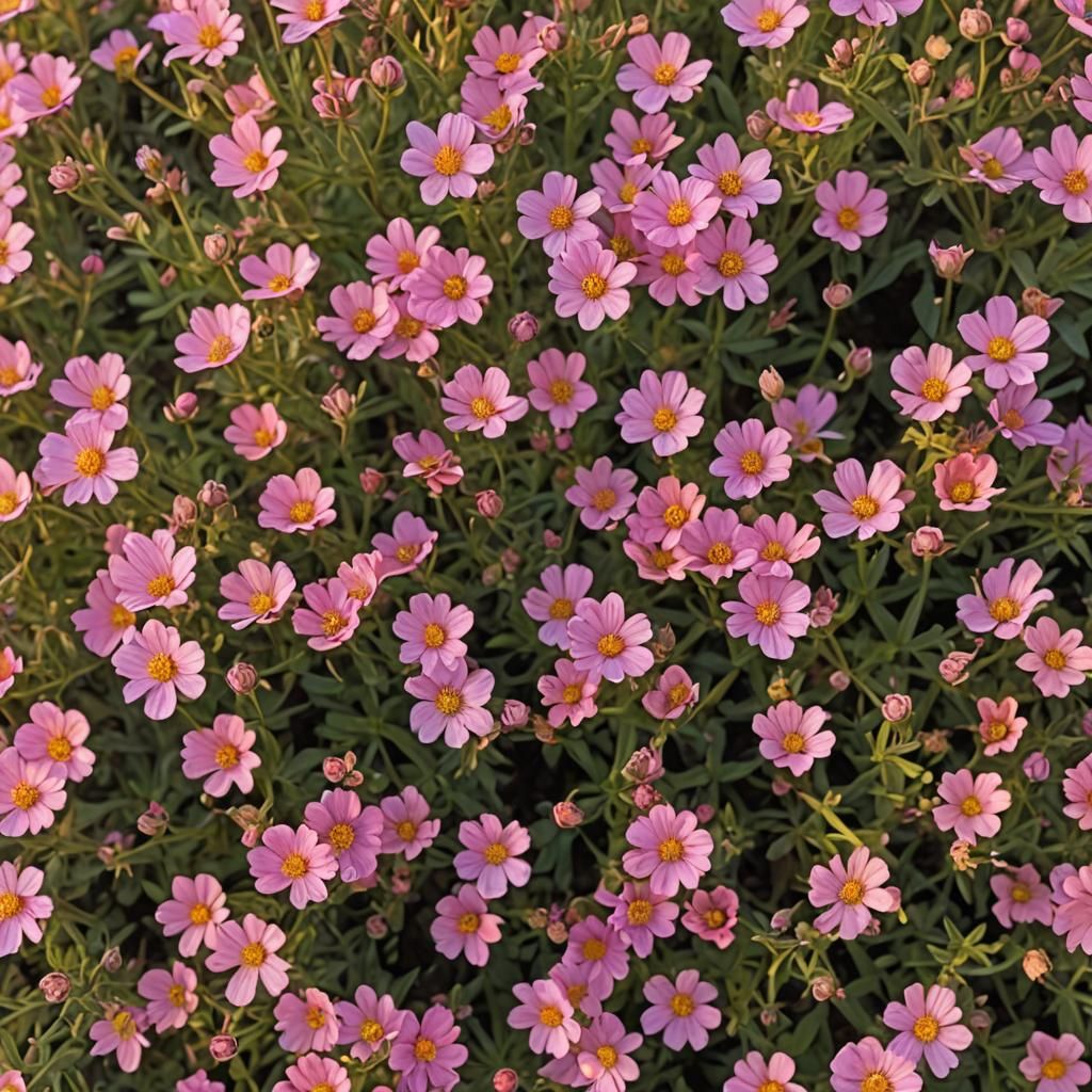Geometric Flowers at Sunset: A Modern Art Piece