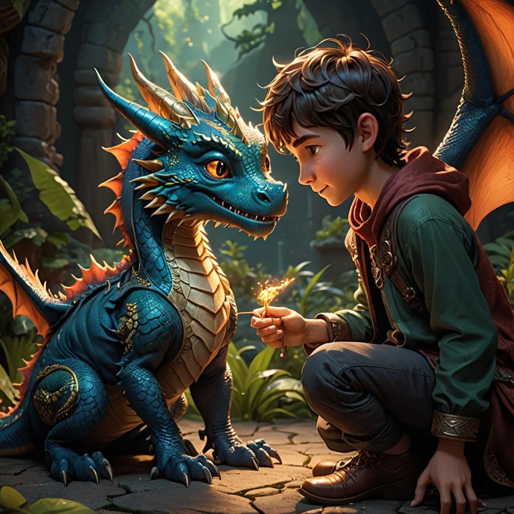 Boy and Dragon: Pixar-Inspired Mutual Love