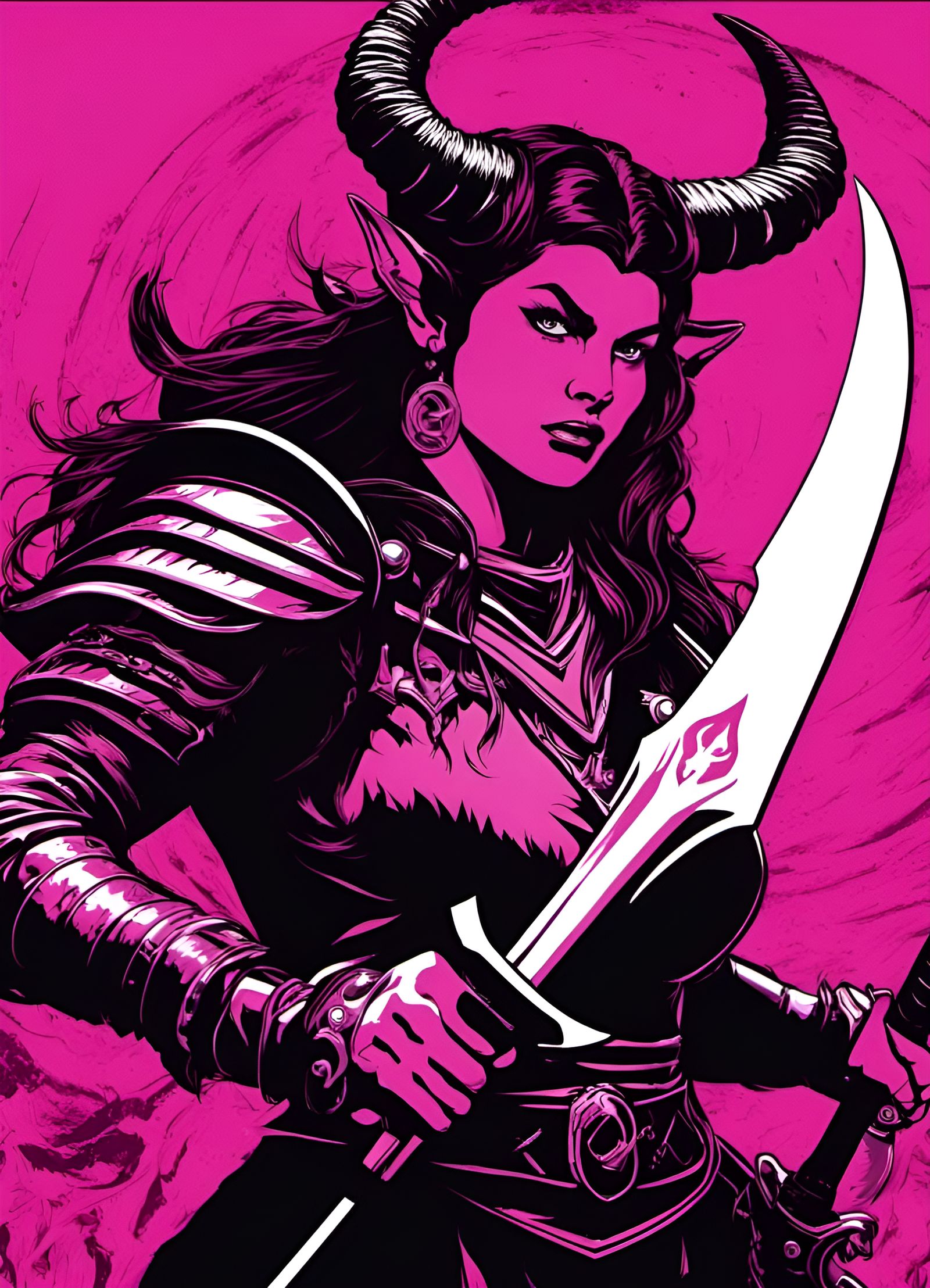 Raging Tiefling Barbarian Blacklight Poster